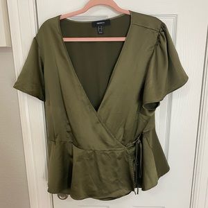 Forever 21 Dark green Silk Blouse